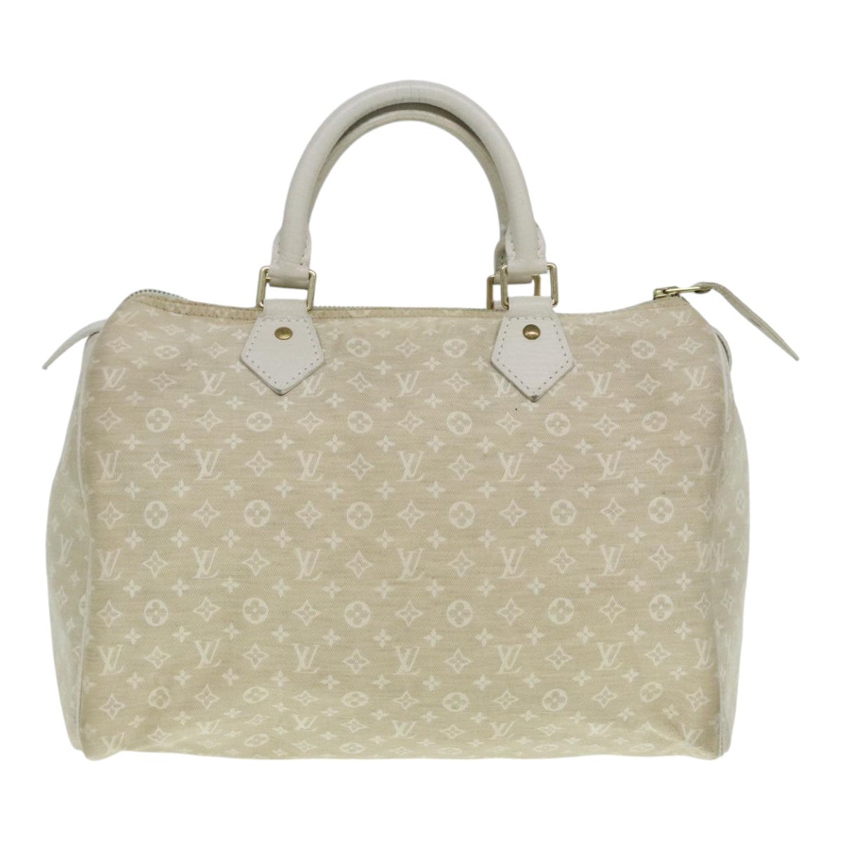 LOUIS VUITTON Monogram Mini Lin Speedy 30 Bag White Dunne M95319 LV Auth 90964