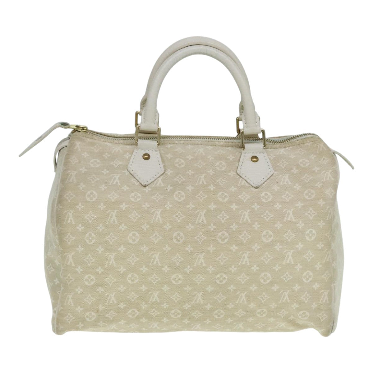 LOUIS VUITTON Monogram Mini Lin Speedy 30 Bag White Dunne M95319 LV Auth 90964