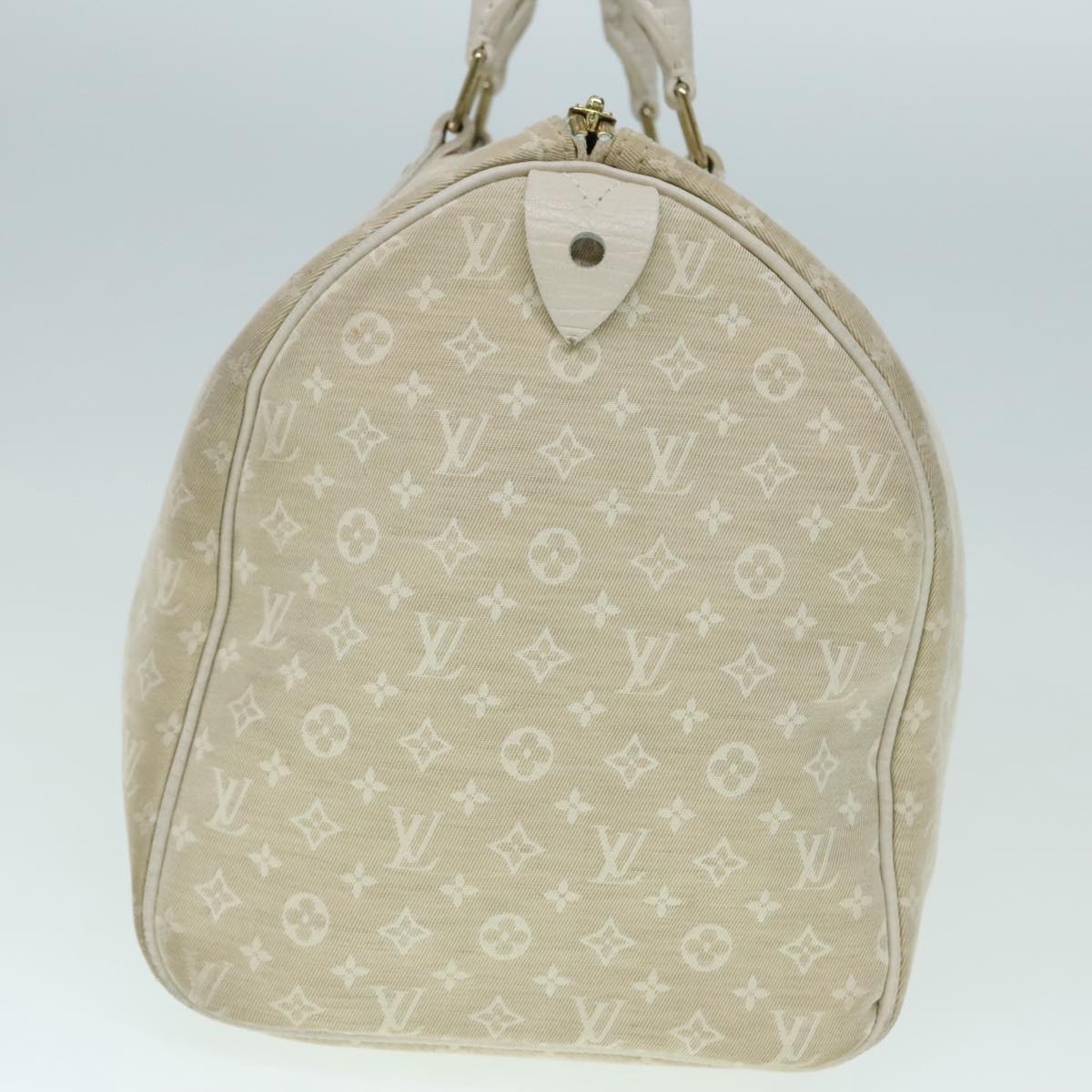 LOUIS VUITTON Monogram Mini Lin Speedy 30 Bag White Dunne M95319 LV Auth 90964