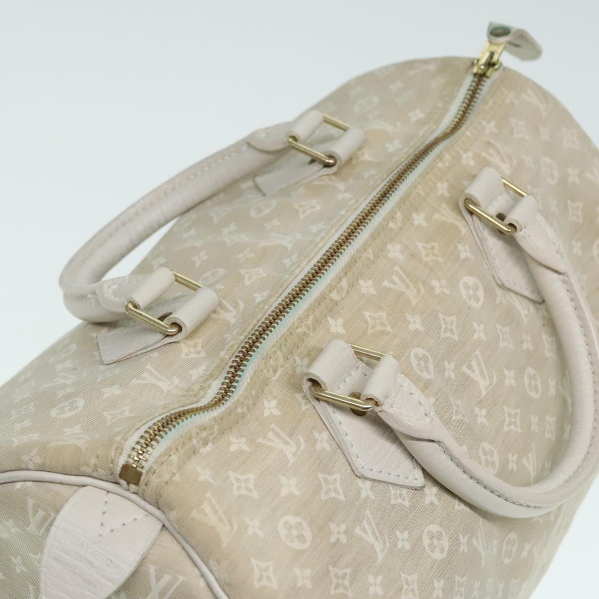 LOUIS VUITTON Monogram Mini Lin Speedy 30 Bag White Dunne M95319 LV Auth 90964