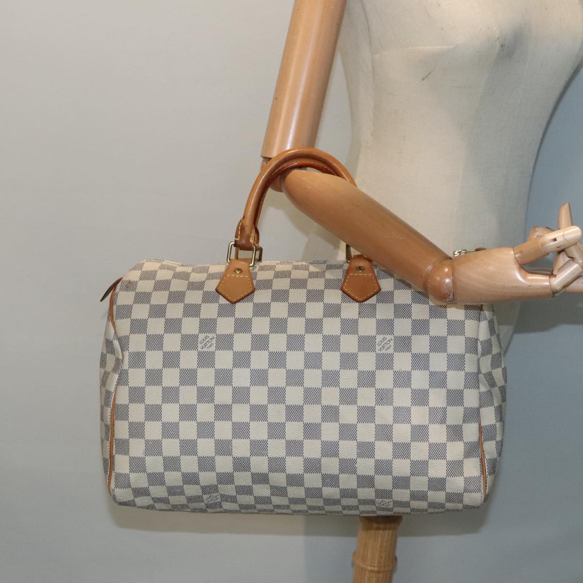 LOUIS VUITTON Damier Azur Speedy 35 Hand Bag N41535 LV Auth 90966