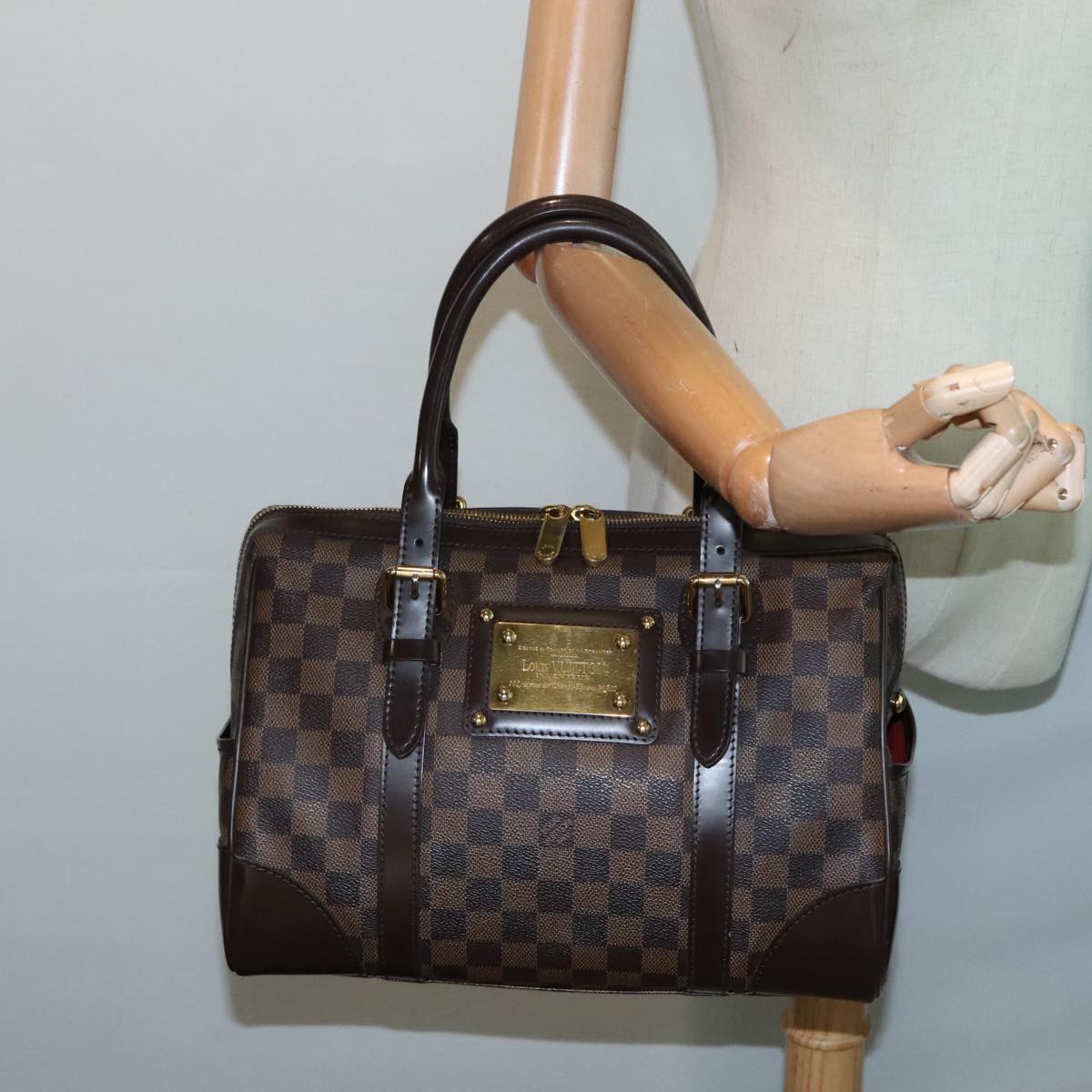 LOUIS VUITTON Damier Ebene Berkeley Hand Bag N52000 LV Auth 90985