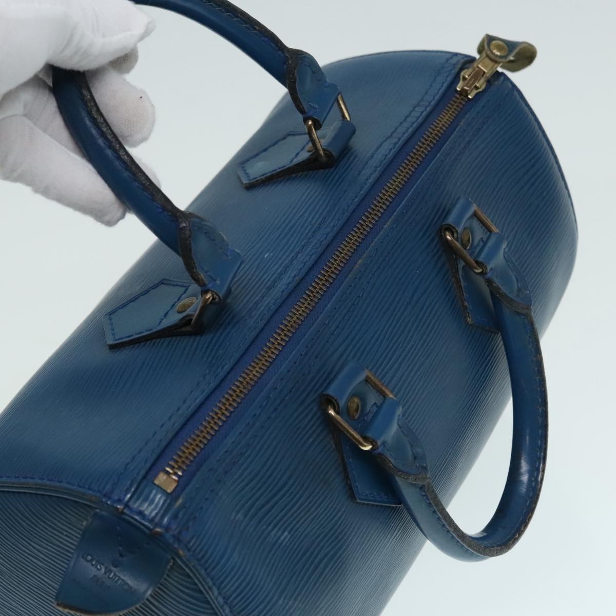 LOUIS VUITTON Epi Speedy 25 Hand Bag Toledo Blue M43015 LV Auth 90988