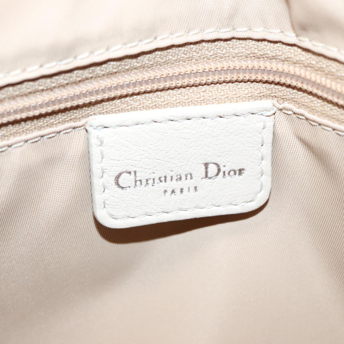 Christian Dior Trotter Romantic Hand Bag PVC Leather Beige Silver Auth 90999