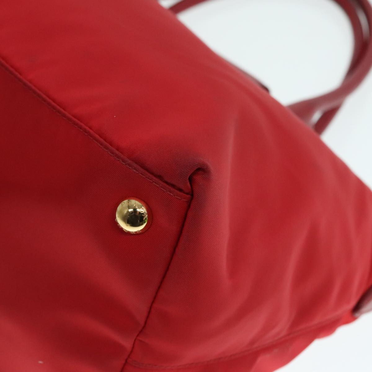 PRADA Hand Bag Nylon Red Auth 91016