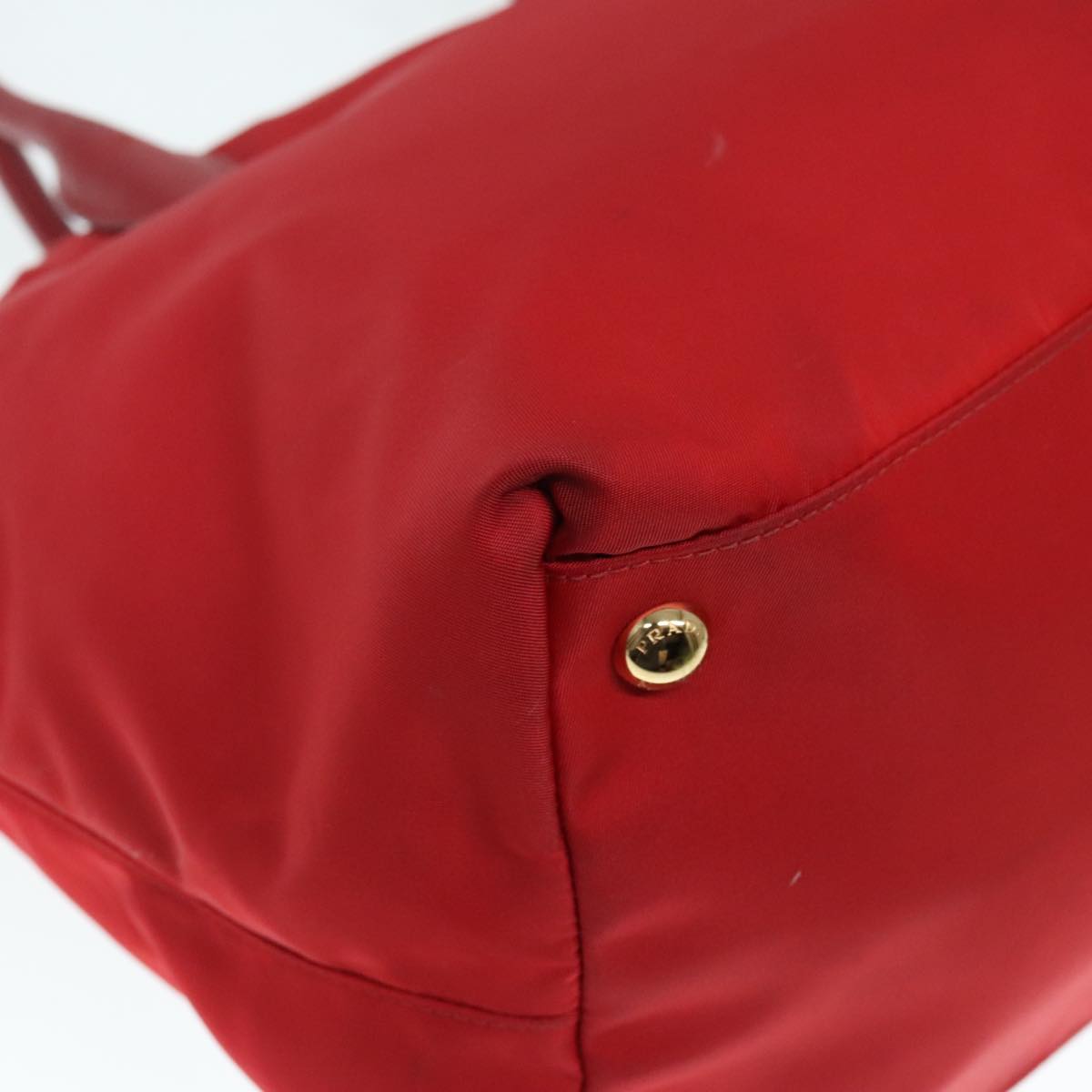 PRADA Hand Bag Nylon Red Auth 91016