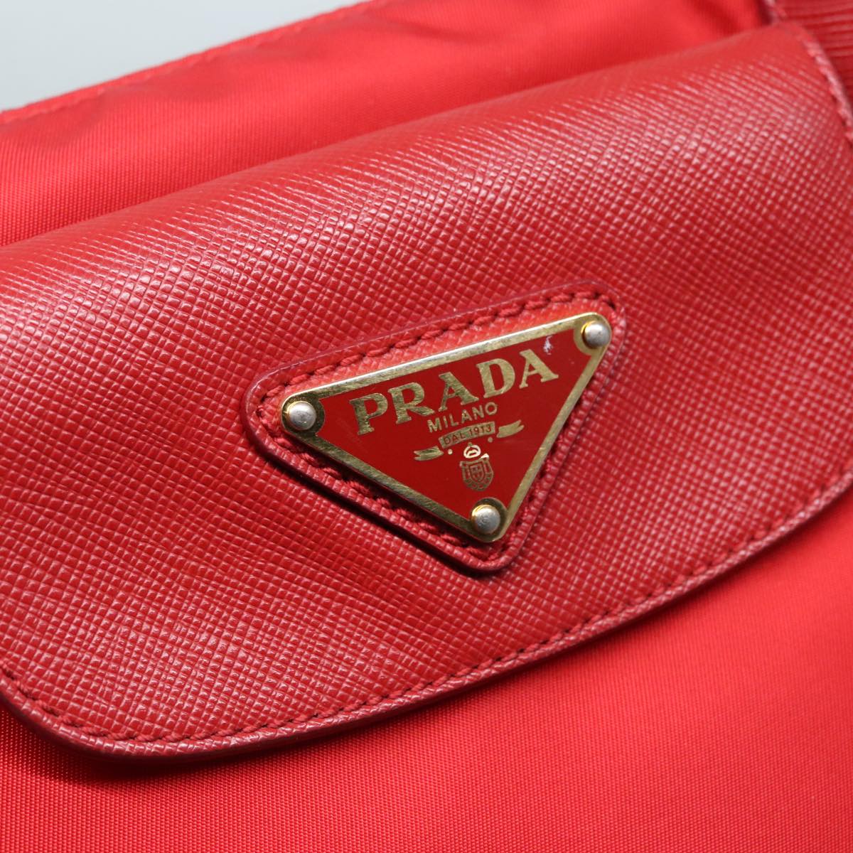 PRADA Hand Bag Nylon Red Auth 91016