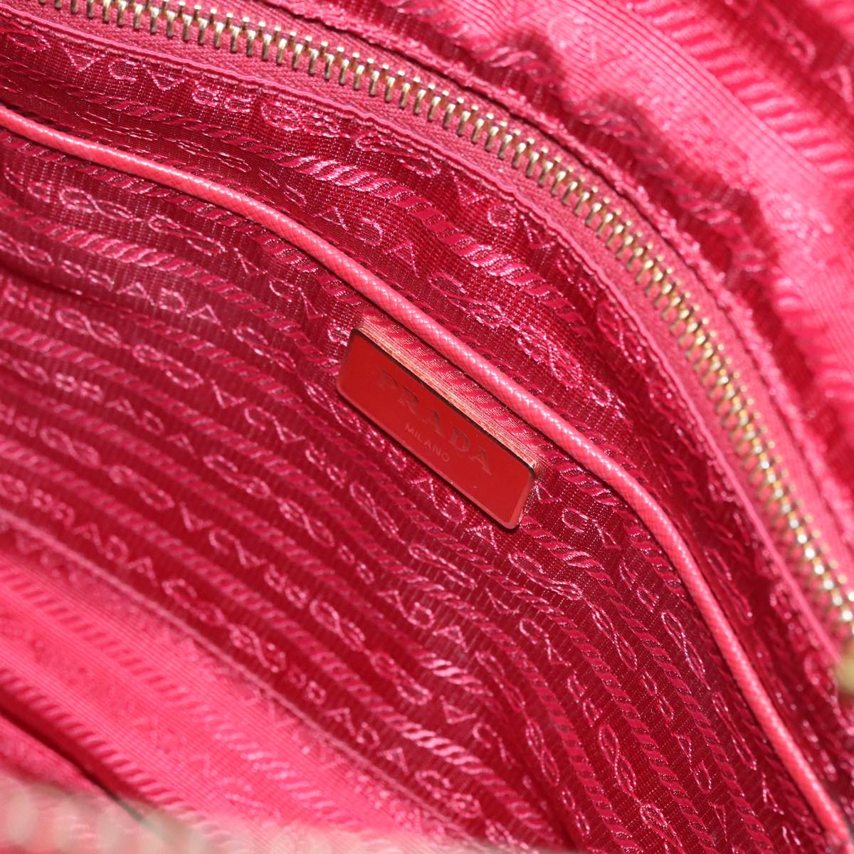 PRADA Hand Bag Nylon Red Auth 91016