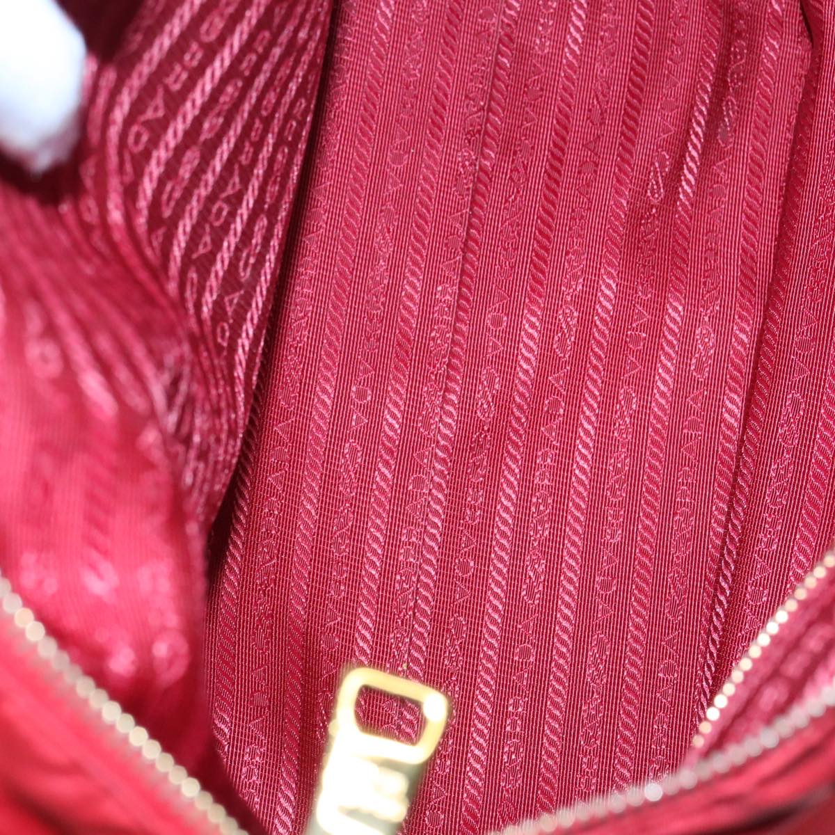 PRADA Hand Bag Nylon Red Auth 91016