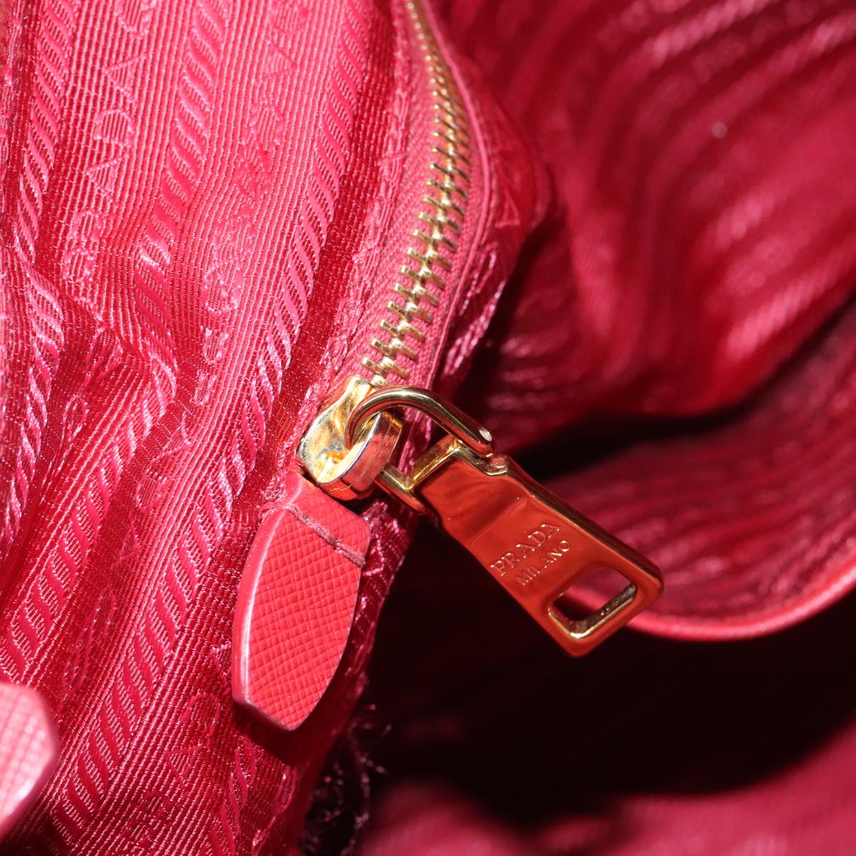 PRADA Hand Bag Nylon Red Auth 91016