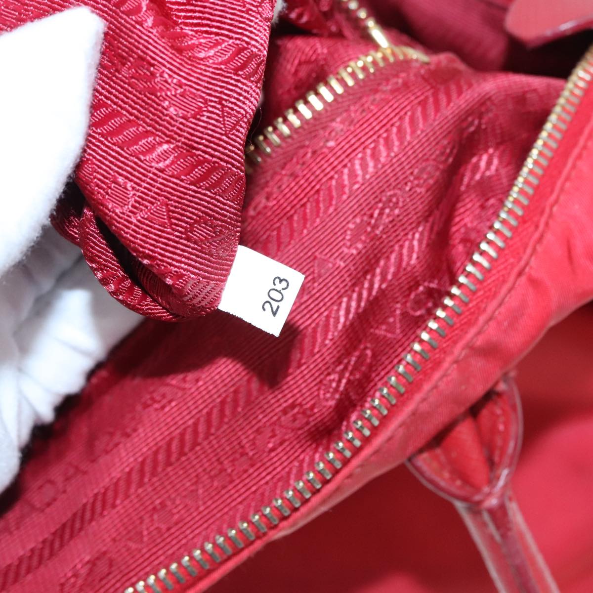 PRADA Hand Bag Nylon Red Auth 91016