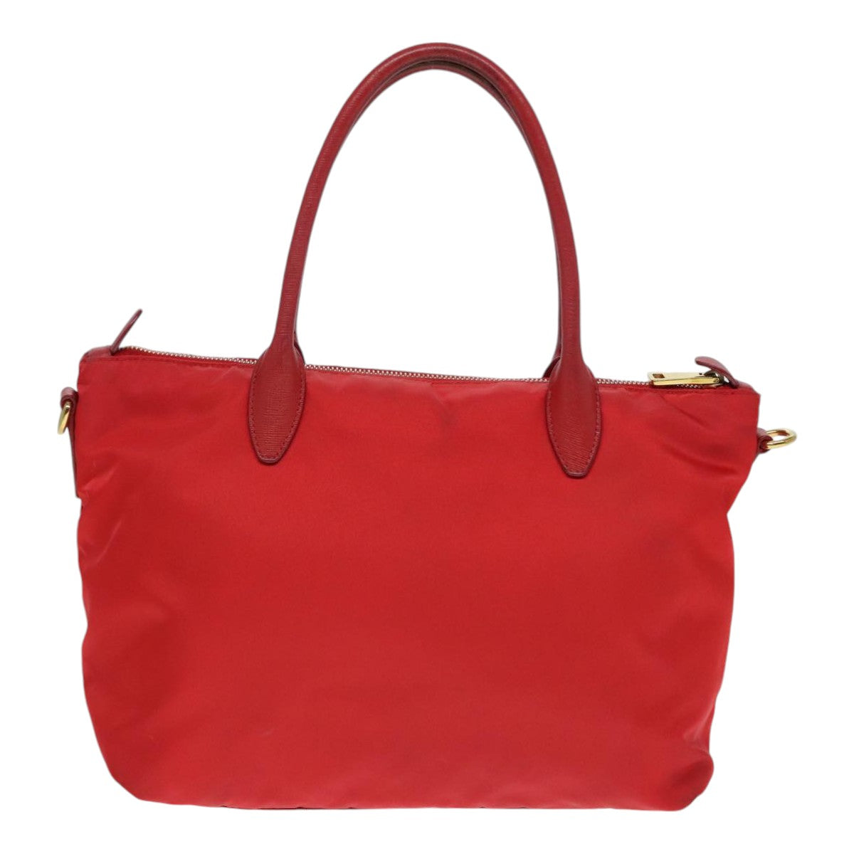 PRADA Hand Bag Nylon Red Auth 91016