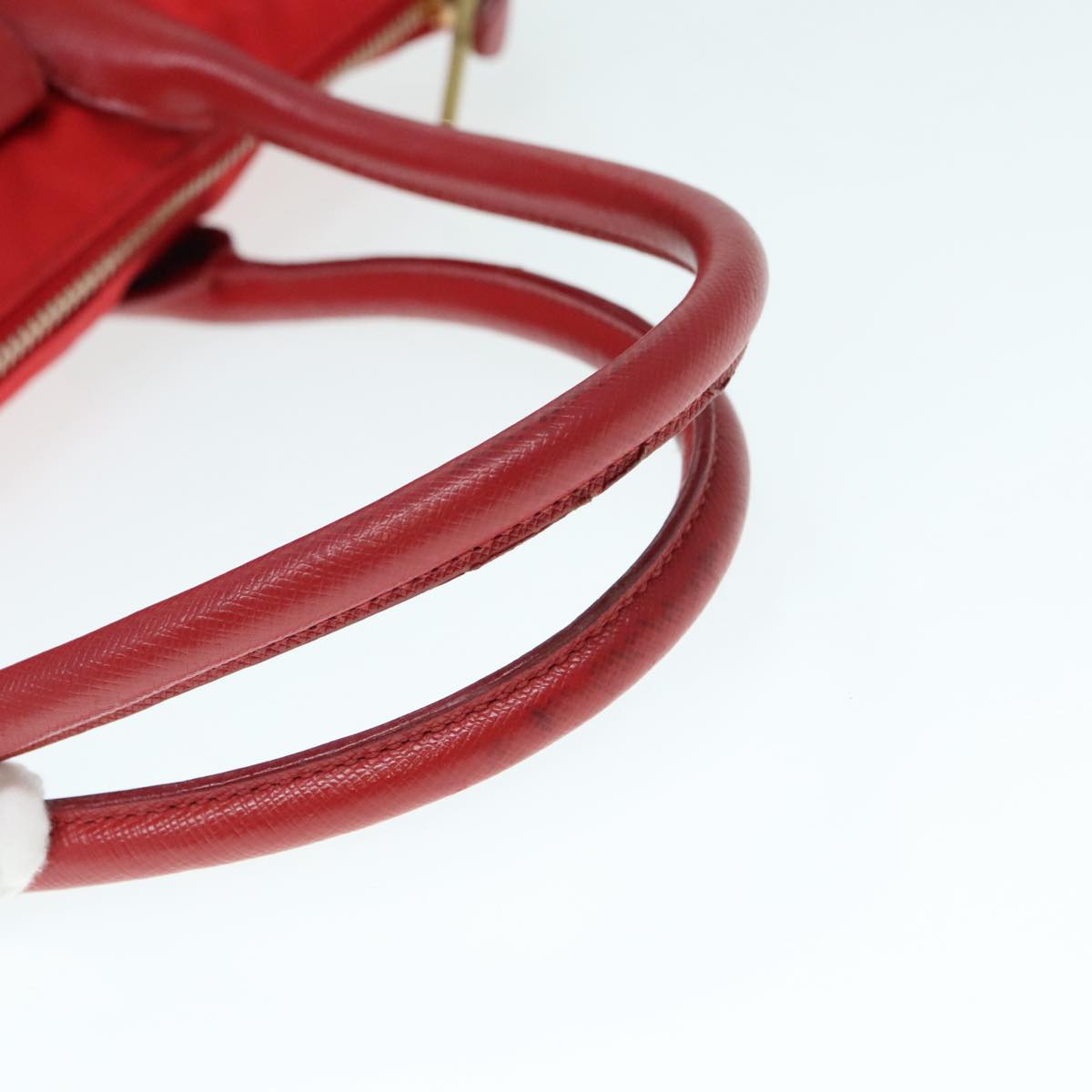 PRADA Hand Bag Nylon Red Auth 91016