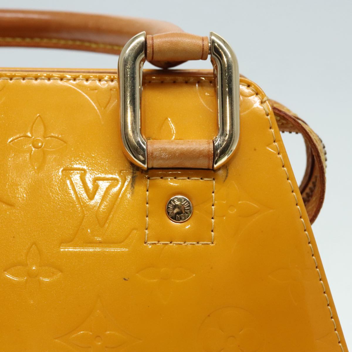 LOUIS VUITTON Monogram Vernis Forsyth Hand Bag Jaune M91112 LV Auth 91060