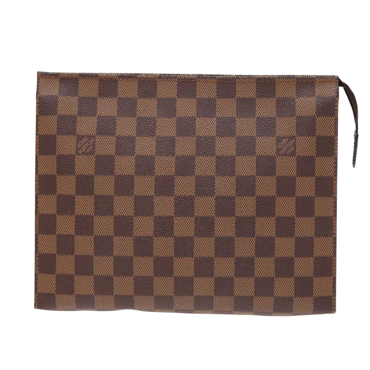 LOUIS VUITTON Damier Ebene Poche Toilette 26 Pouch N47543 LV Auth 91094