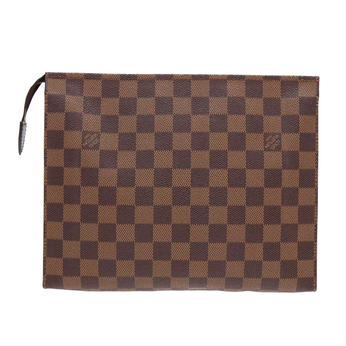 LOUIS VUITTON Damier Ebene Poche Toilette 26 Pouch N47543 LV Auth 91094