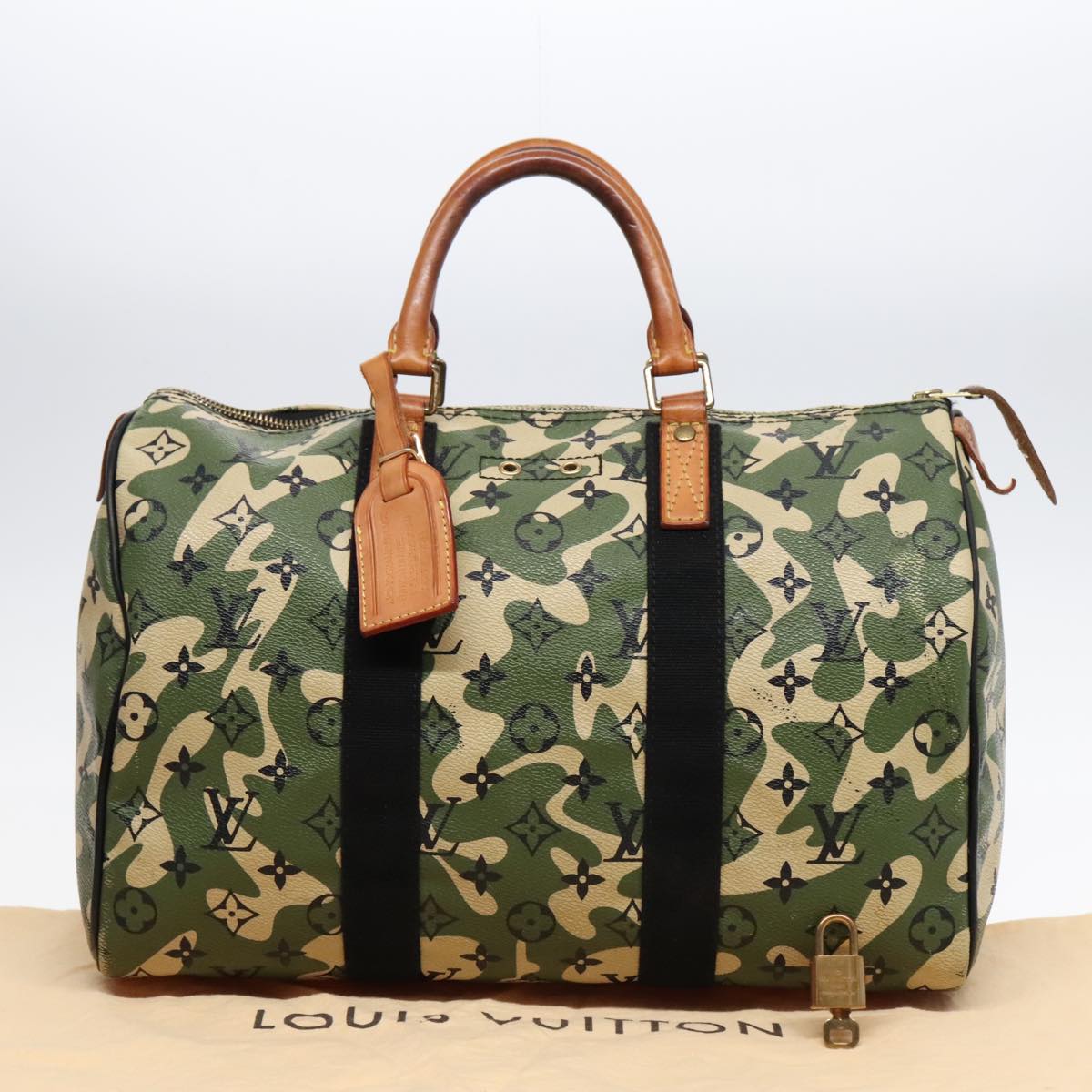 LOUIS VUITTON Camouflage Takashi Murakami Speedy 35 Hand Bag M95773 Auth 91130A