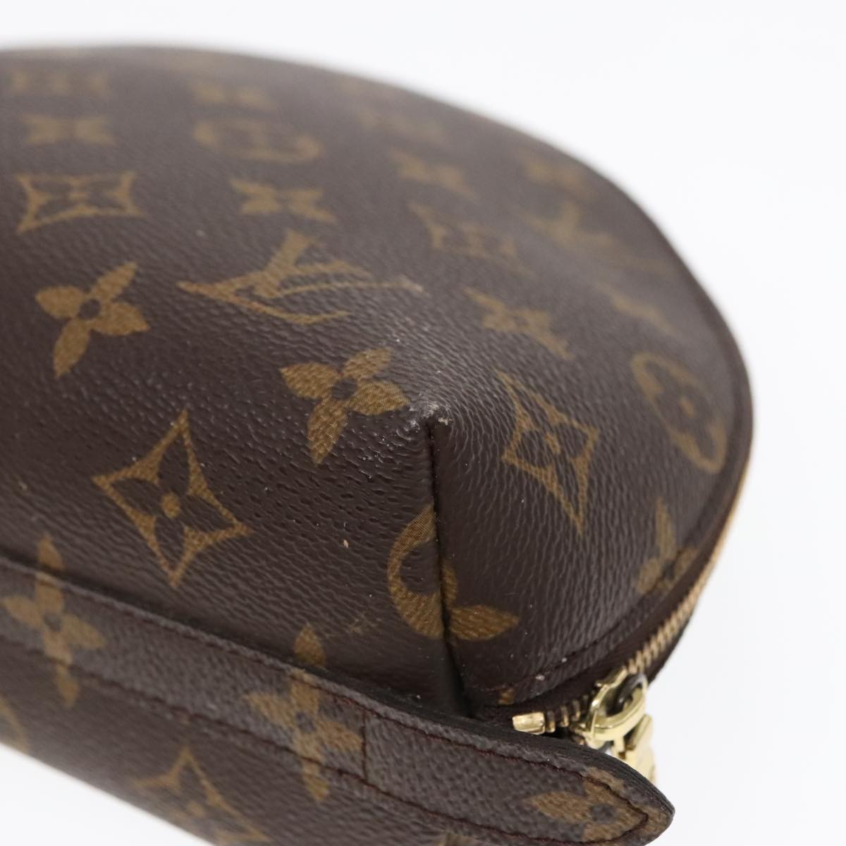 LOUIS VUITTON Monogram Trousse Demi Ronde Cosmetic Pouch M47520 LV Auth 91150