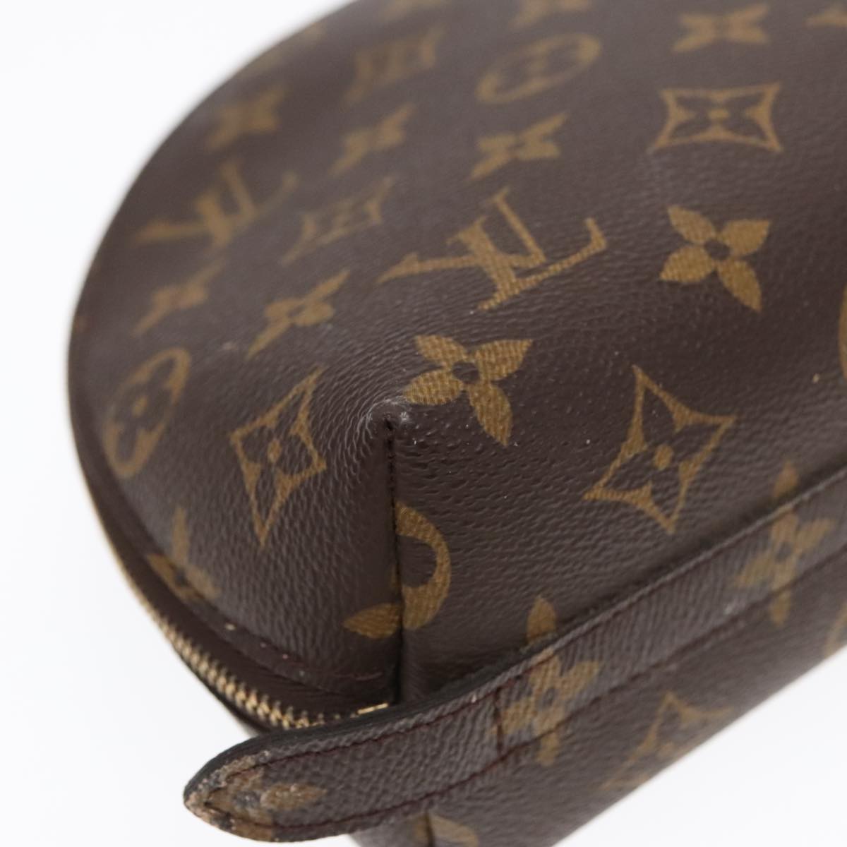 LOUIS VUITTON Monogram Trousse Demi Ronde Cosmetic Pouch M47520 LV Auth 91150