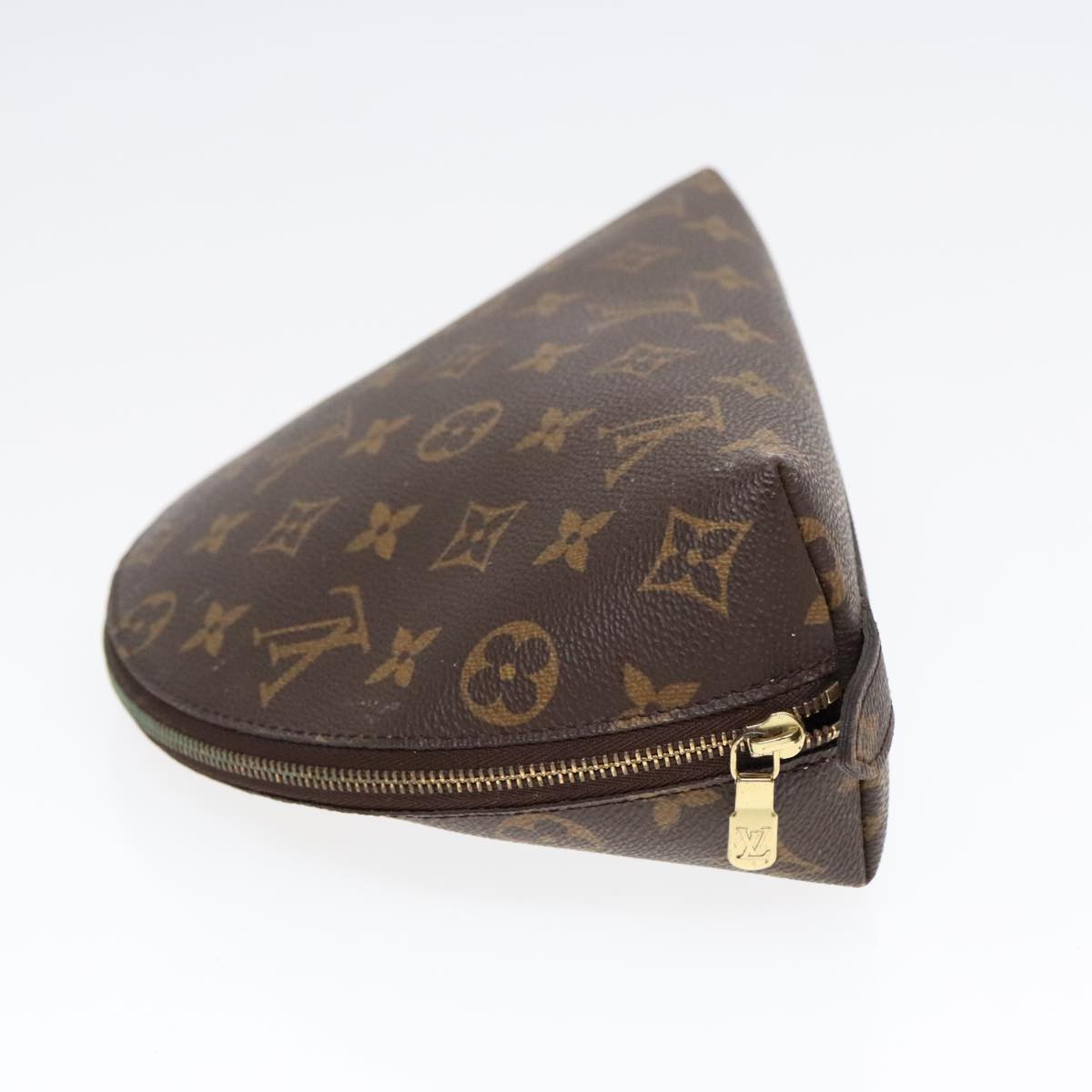 LOUIS VUITTON Monogram Trousse Demi Ronde Cosmetic Pouch M47520 LV Auth 91150