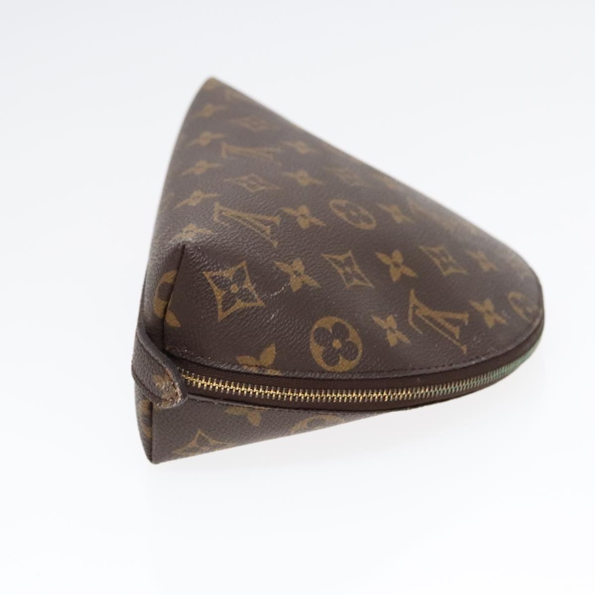 LOUIS VUITTON Monogram Trousse Demi Ronde Cosmetic Pouch M47520 LV Auth 91150