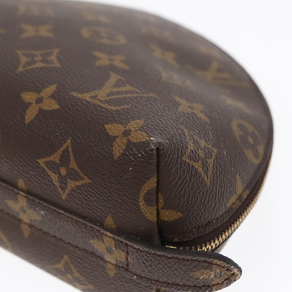 LOUIS VUITTON Monogram Trousse Demi Ronde Cosmetic Pouch M47520 LV Auth 91150