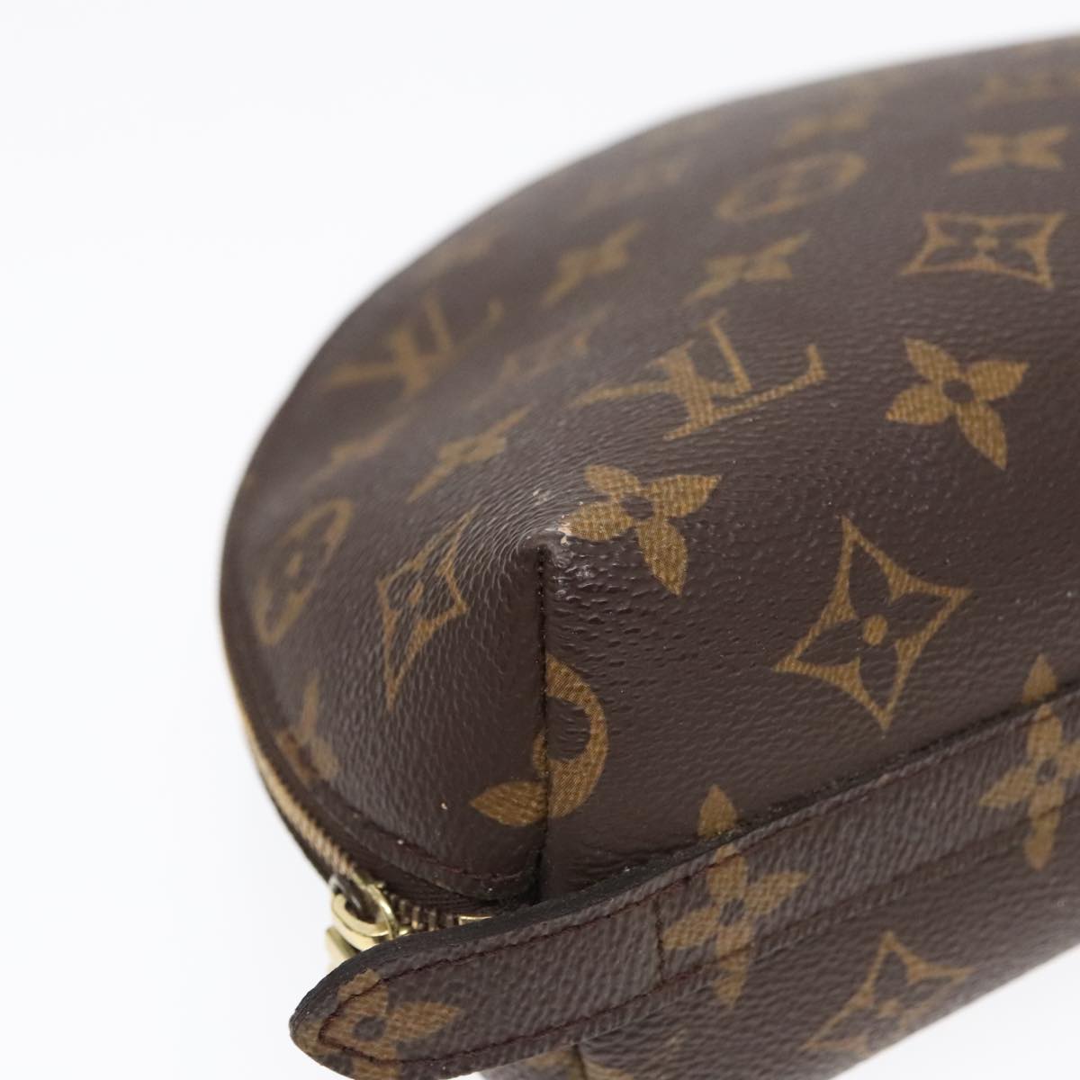 LOUIS VUITTON Monogram Trousse Demi Ronde Cosmetic Pouch M47520 LV Auth 91150