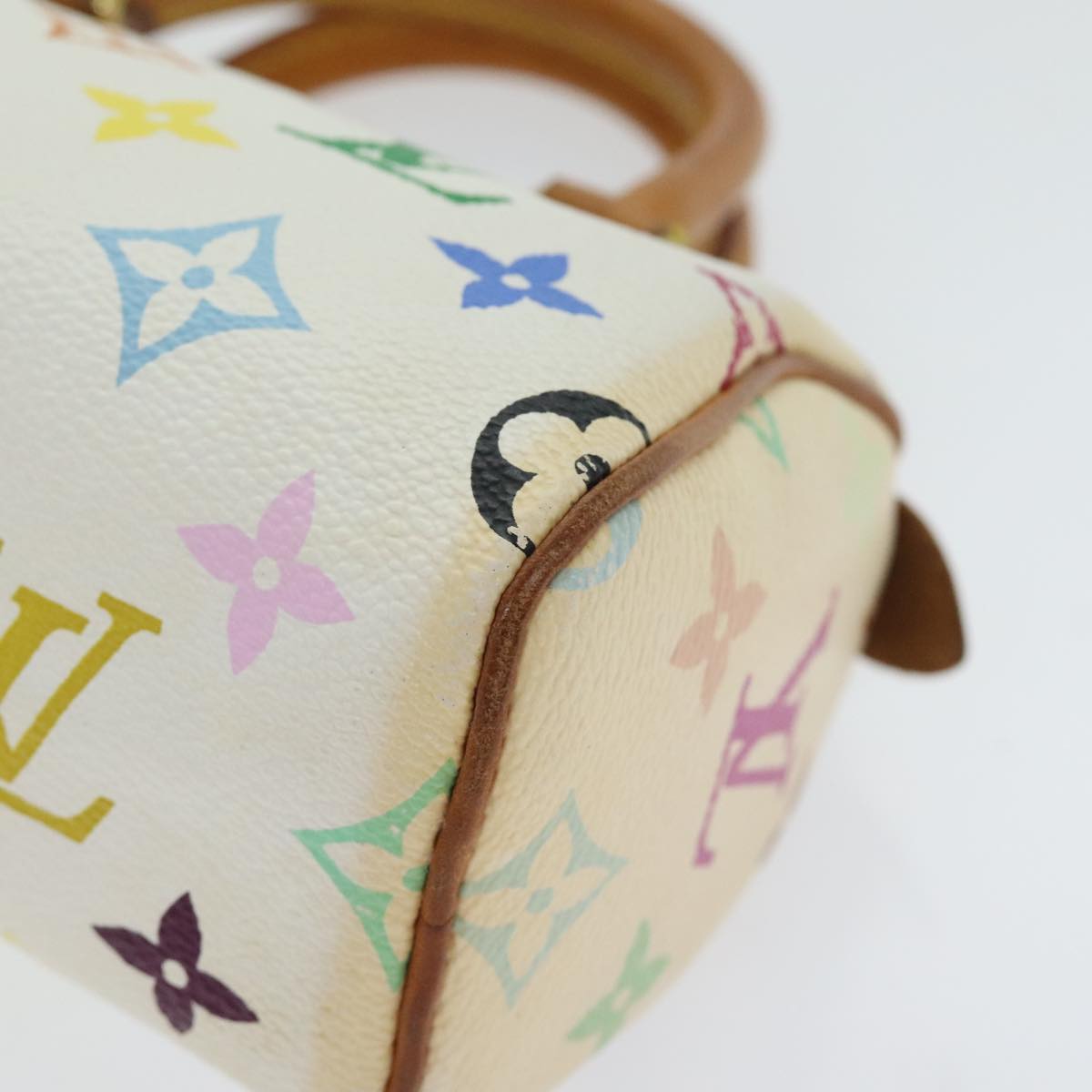 LOUIS VUITTON Monogram Multicolor Mini Speedy Hand Bag White M92645 Auth 91168