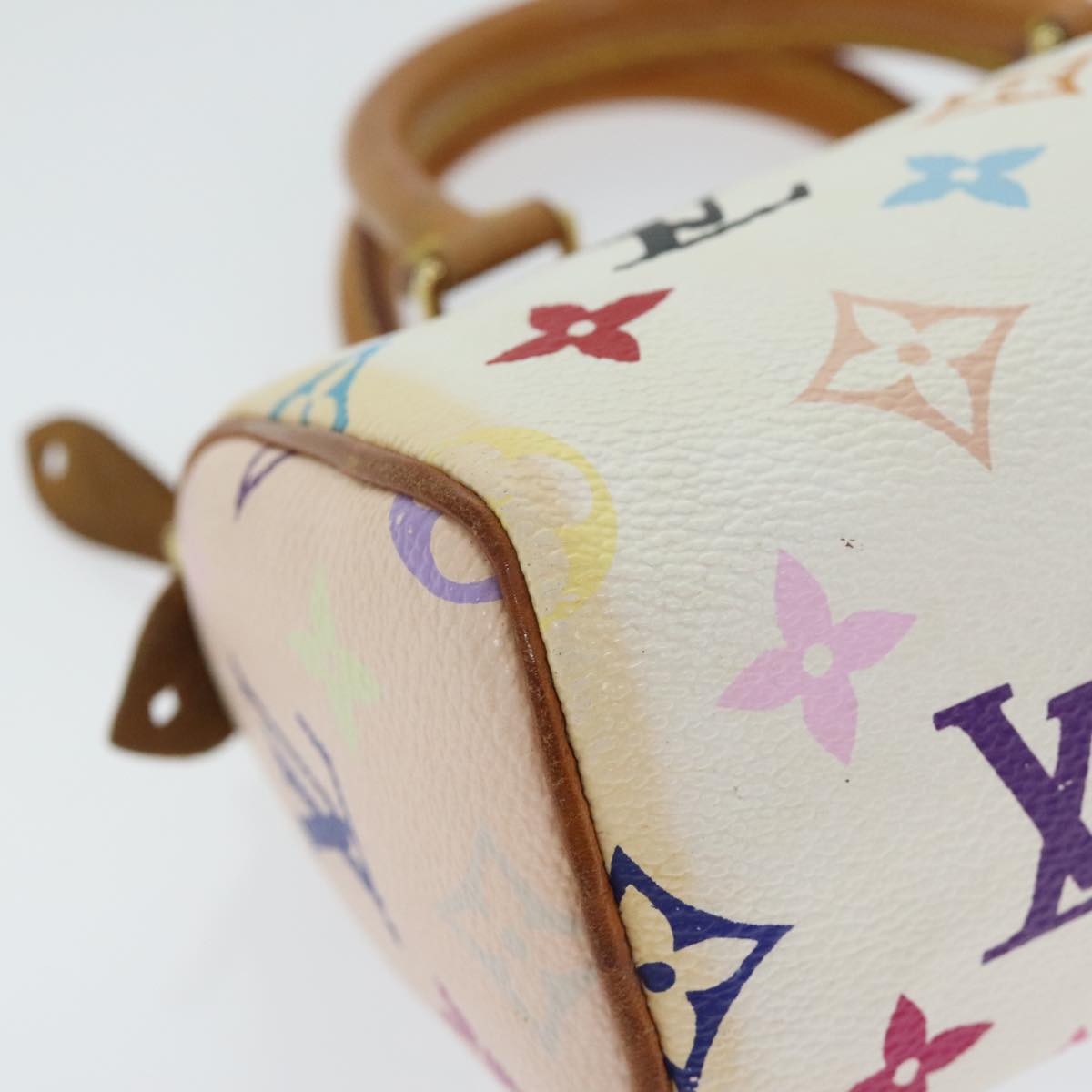 LOUIS VUITTON Monogram Multicolor Mini Speedy Hand Bag White M92645 Auth 91168