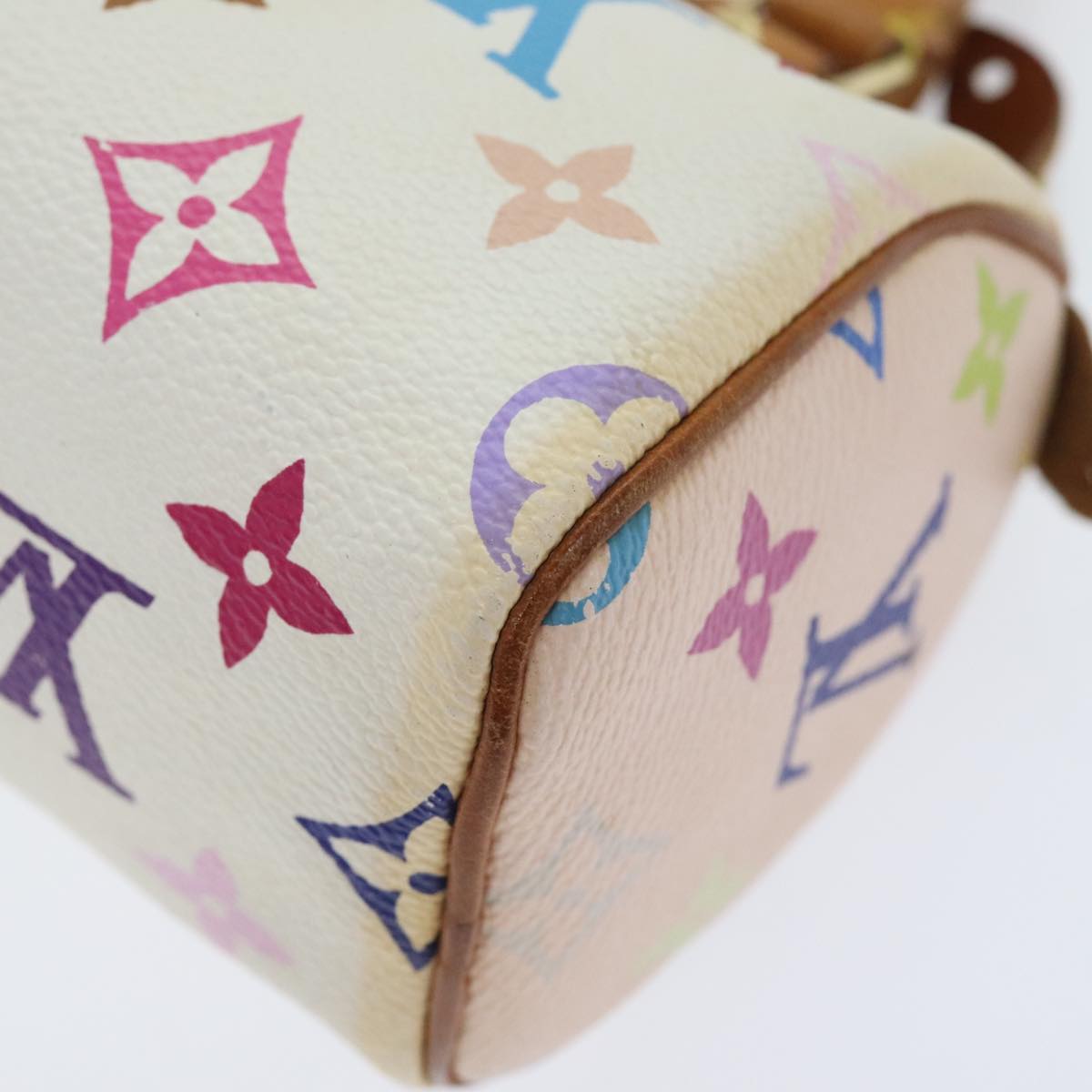 LOUIS VUITTON Monogram Multicolor Mini Speedy Hand Bag White M92645 Auth 91168