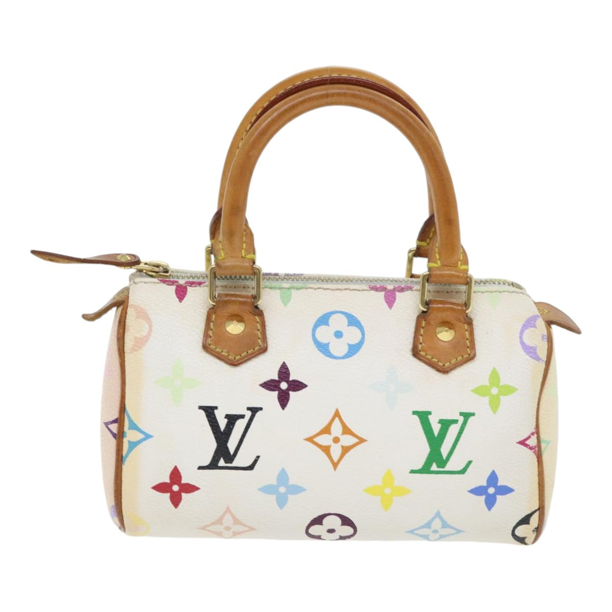 LOUIS VUITTON Monogram Multicolor Mini Speedy Hand Bag White M92645 Auth 91168