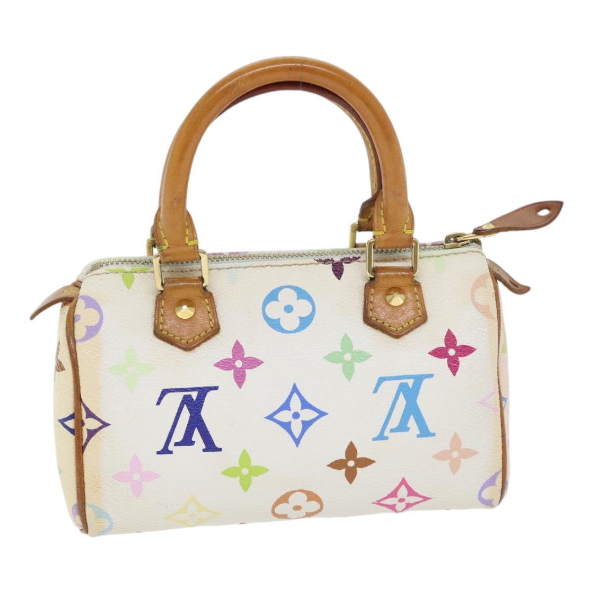 LOUIS VUITTON Monogram Multicolor Mini Speedy Hand Bag White M92645 Auth 91168