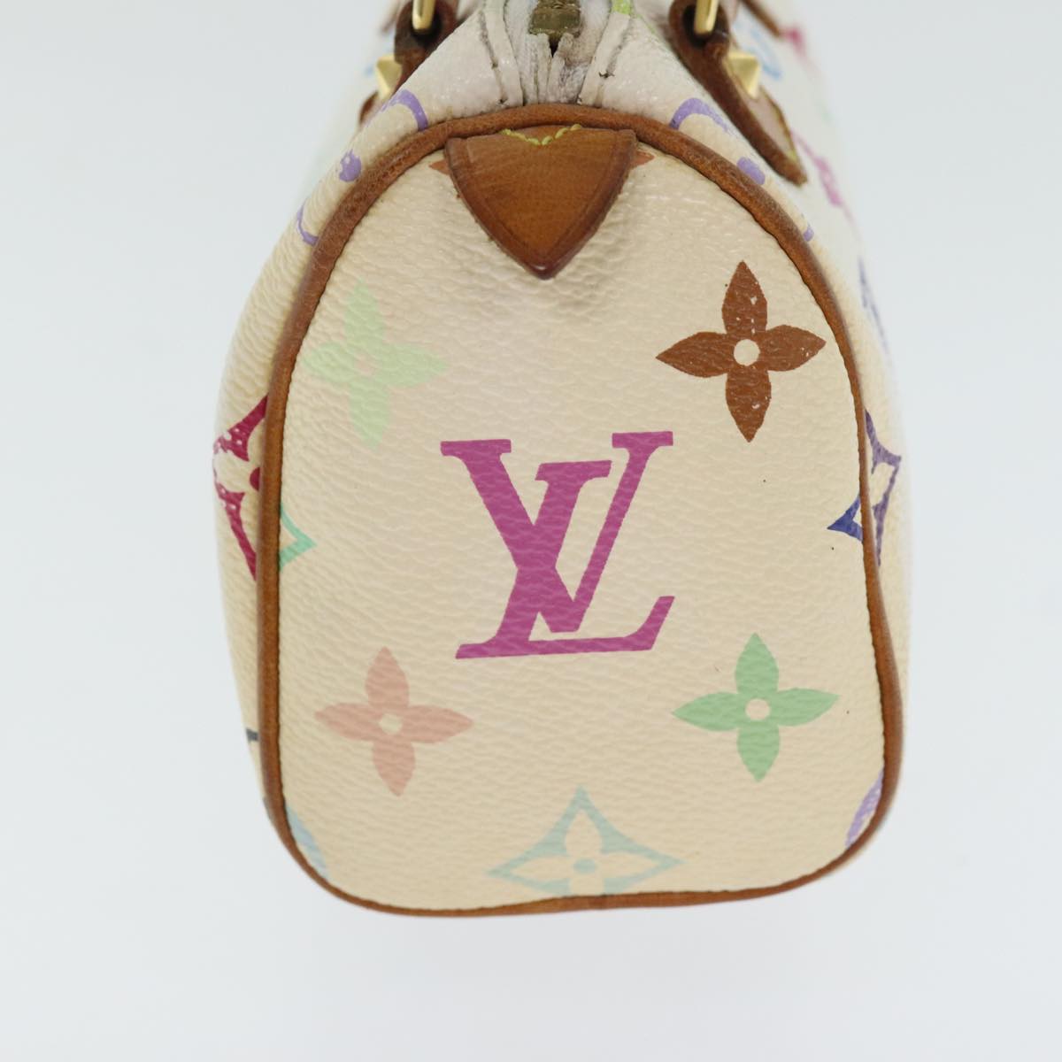 LOUIS VUITTON Monogram Multicolor Mini Speedy Hand Bag White M92645 Auth 91168