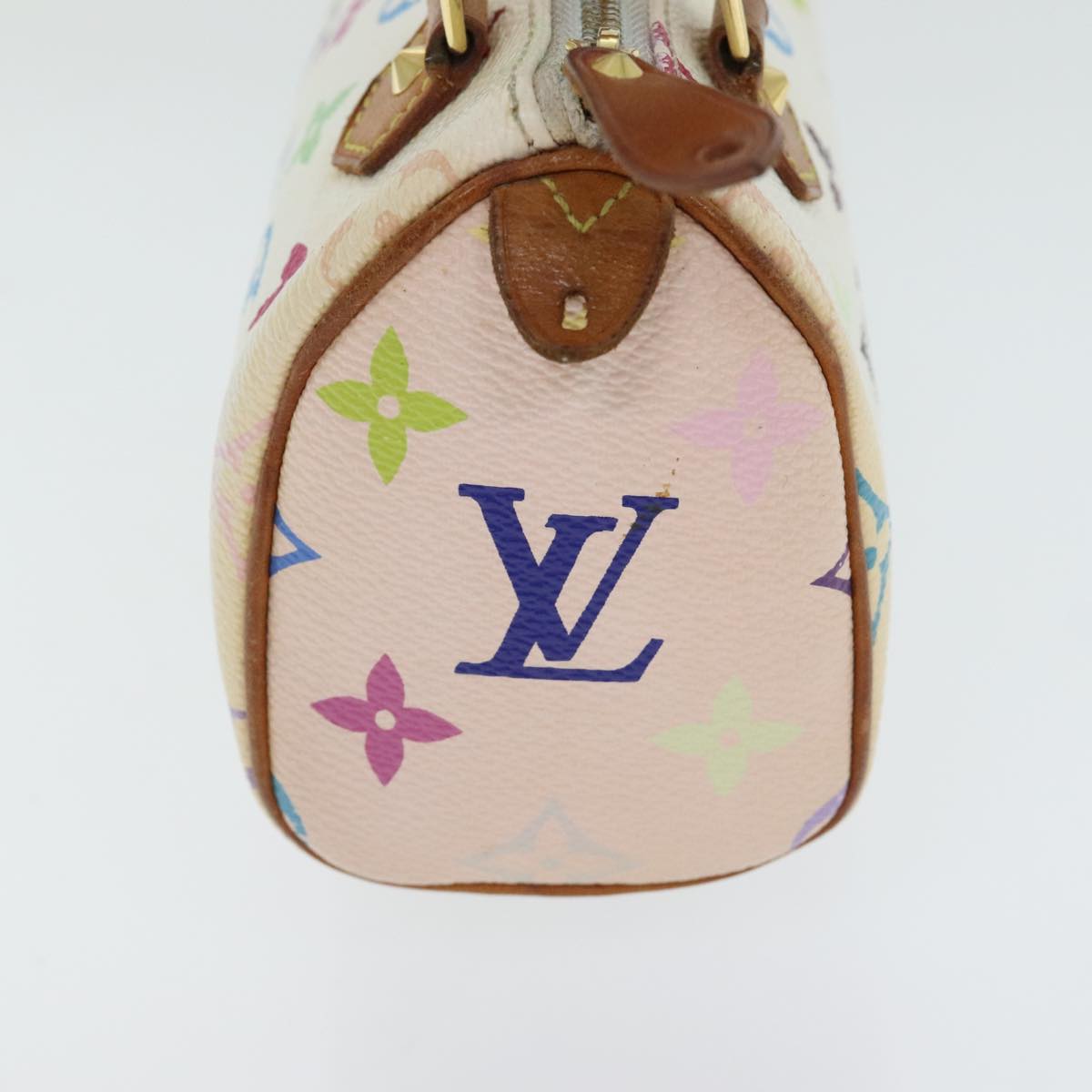 LOUIS VUITTON Monogram Multicolor Mini Speedy Hand Bag White M92645 Auth 91168