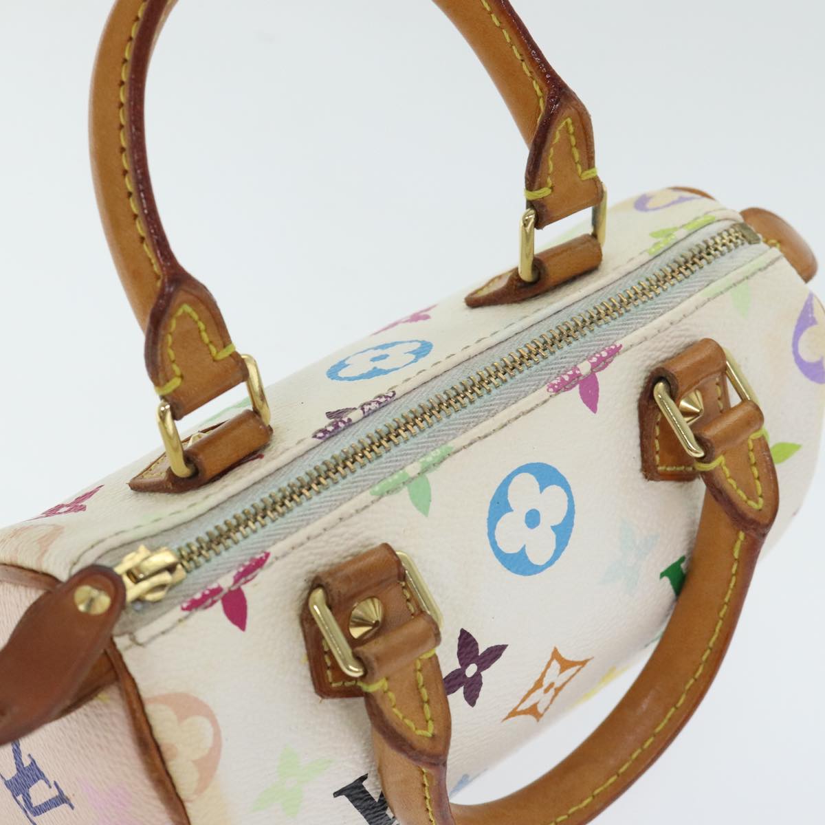 LOUIS VUITTON Monogram Multicolor Mini Speedy Hand Bag White M92645 Auth 91168