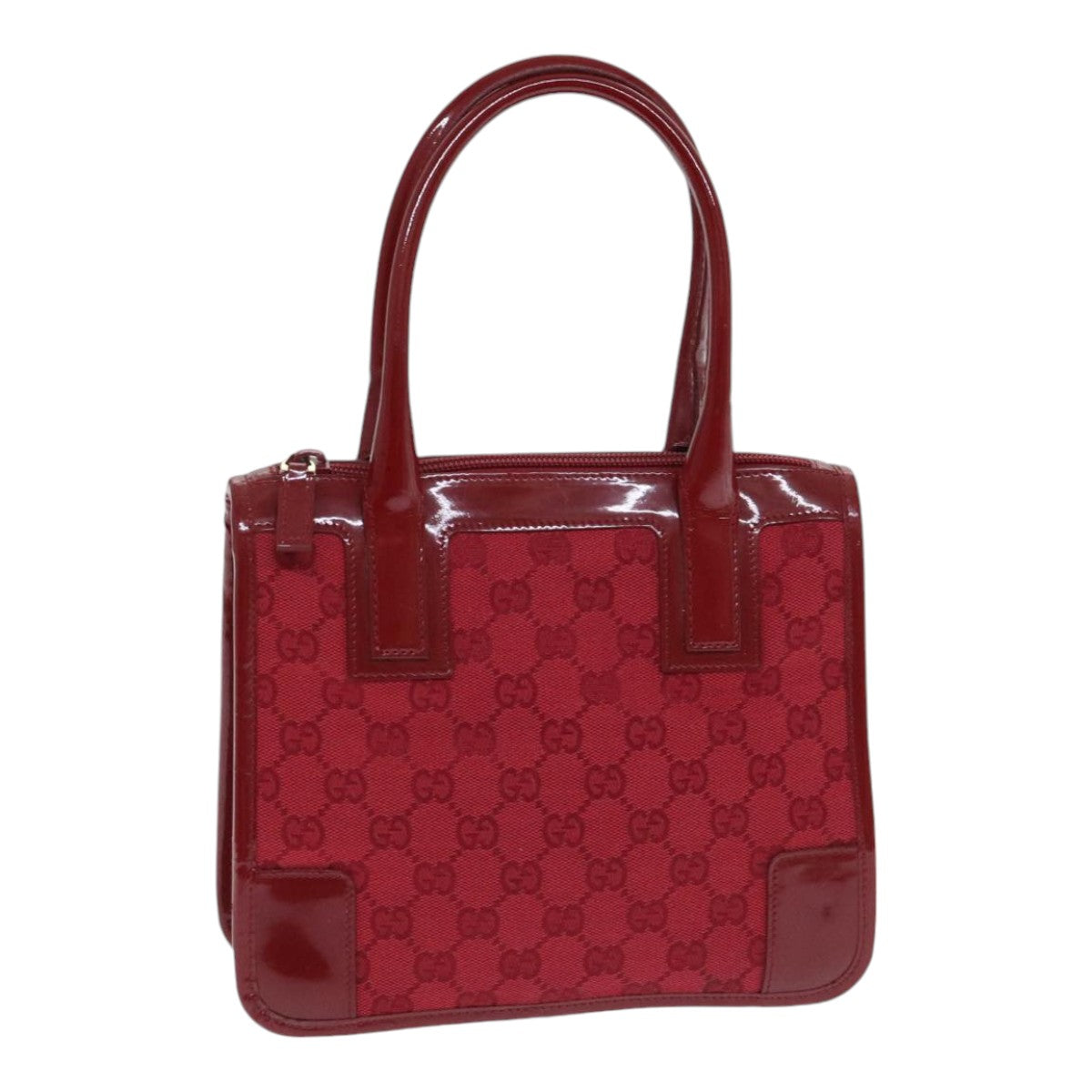 GUCCI GG Canvas Hand Bag Gold Red 000 0856 Auth 91200