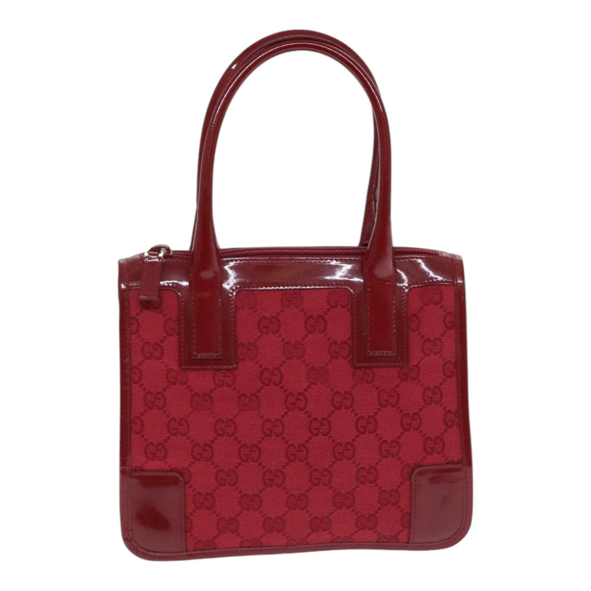 GUCCI GG Canvas Hand Bag Gold Red 000 0856 Auth 91200