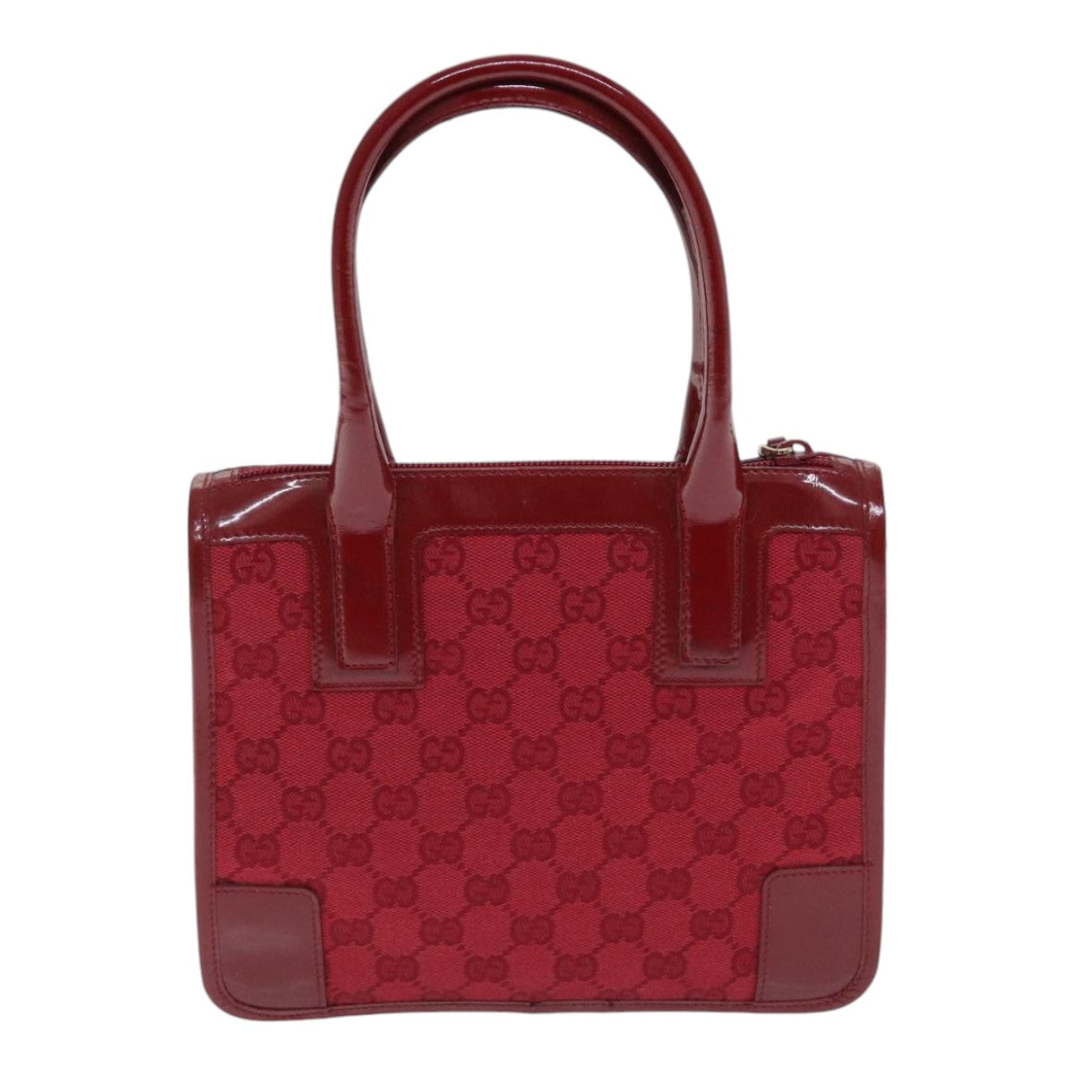 GUCCI GG Canvas Hand Bag Gold Red 000 0856 Auth 91200