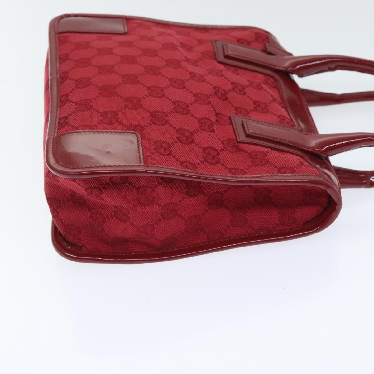 GUCCI GG Canvas Hand Bag Gold Red 000 0856 Auth 91200