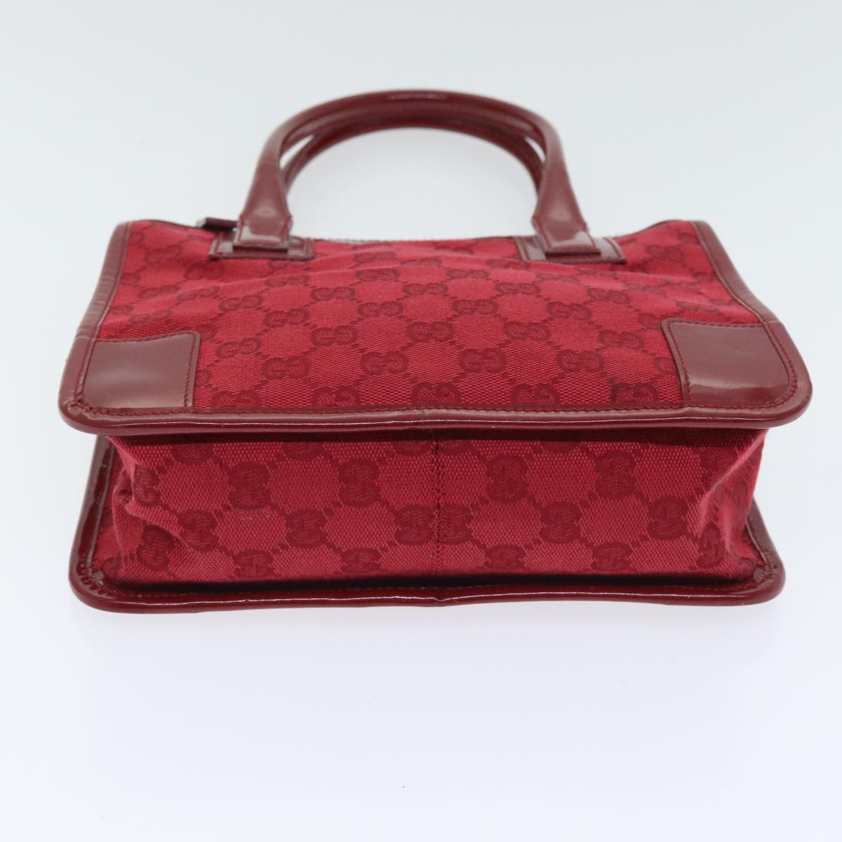 GUCCI GG Canvas Hand Bag Gold Red 000 0856 Auth 91200