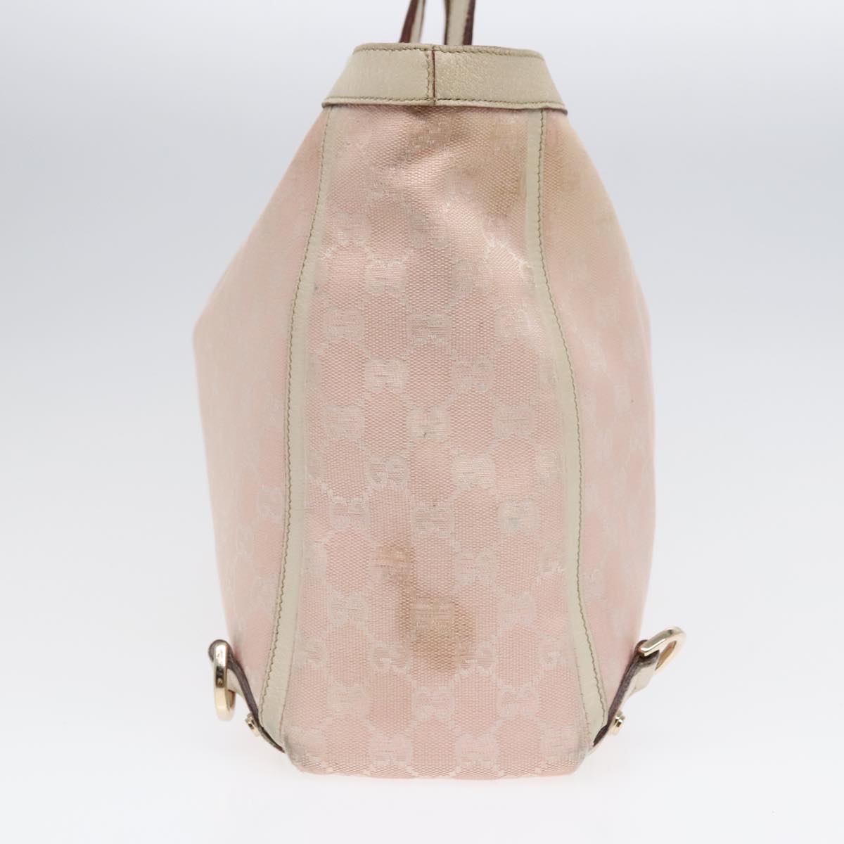 GUCCI GG Canvas Tote Bag Pink White Gold 141472 Auth 91204