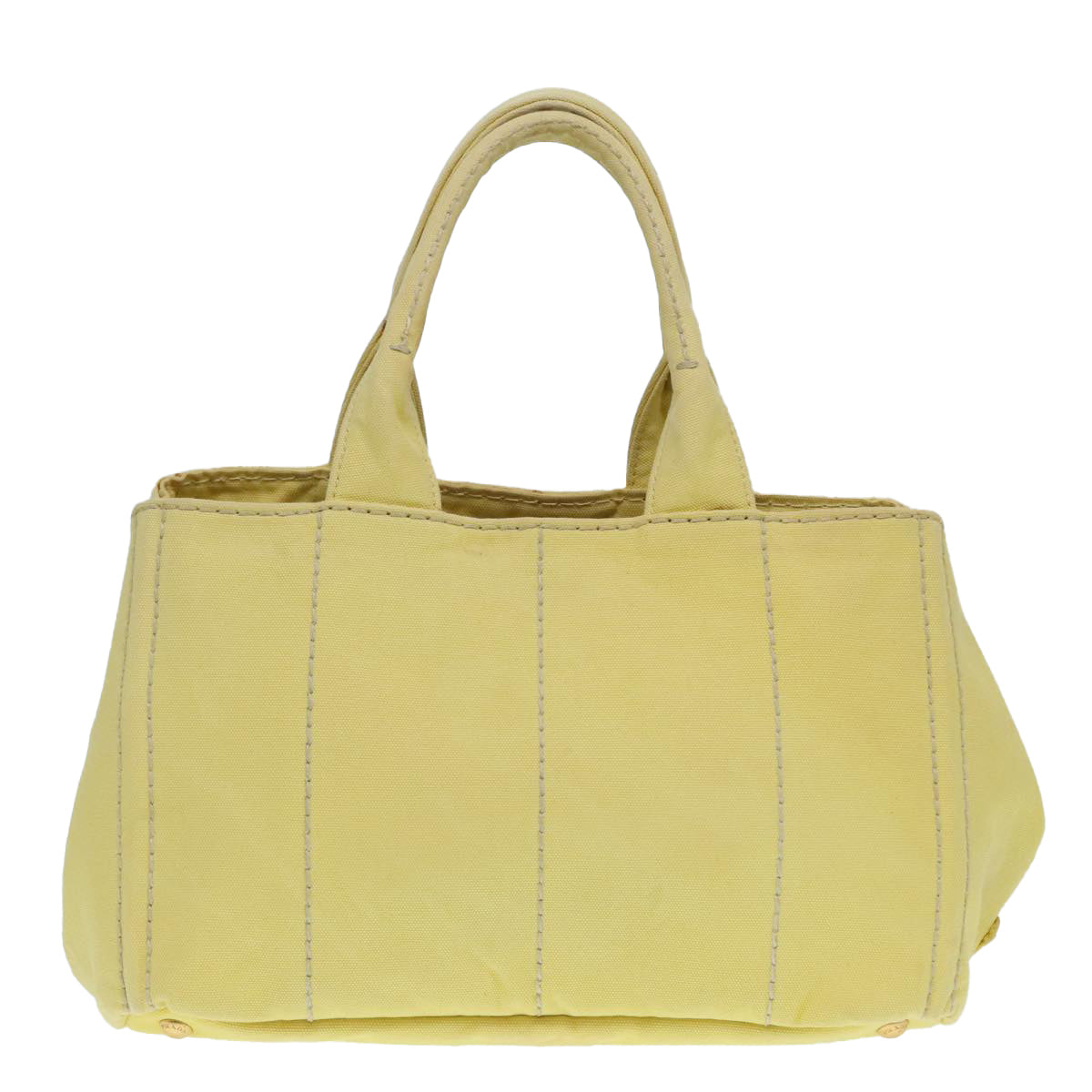 PRADA Canapa MM Hand Bag Canvas Yellow Gold Auth 91234