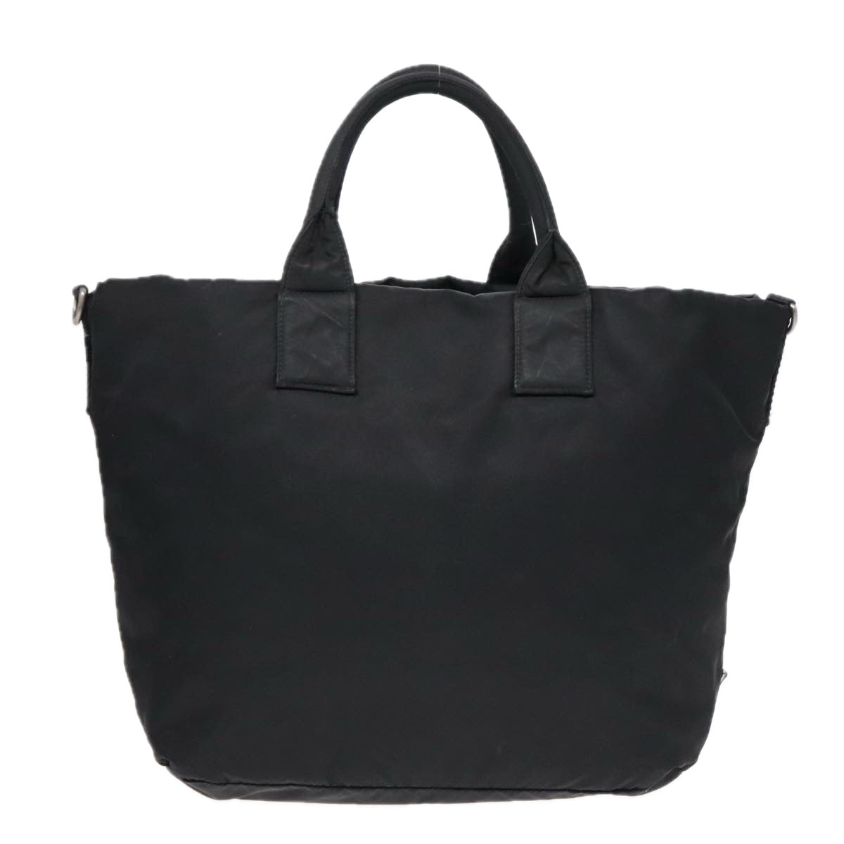 PRADA Hand Bag Nylon Black Silver Auth 91236