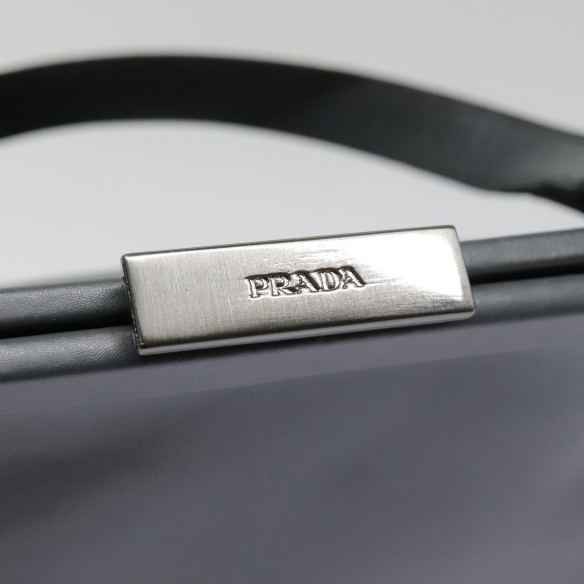 PRADA Hand Bag Leather Gray Auth 91243