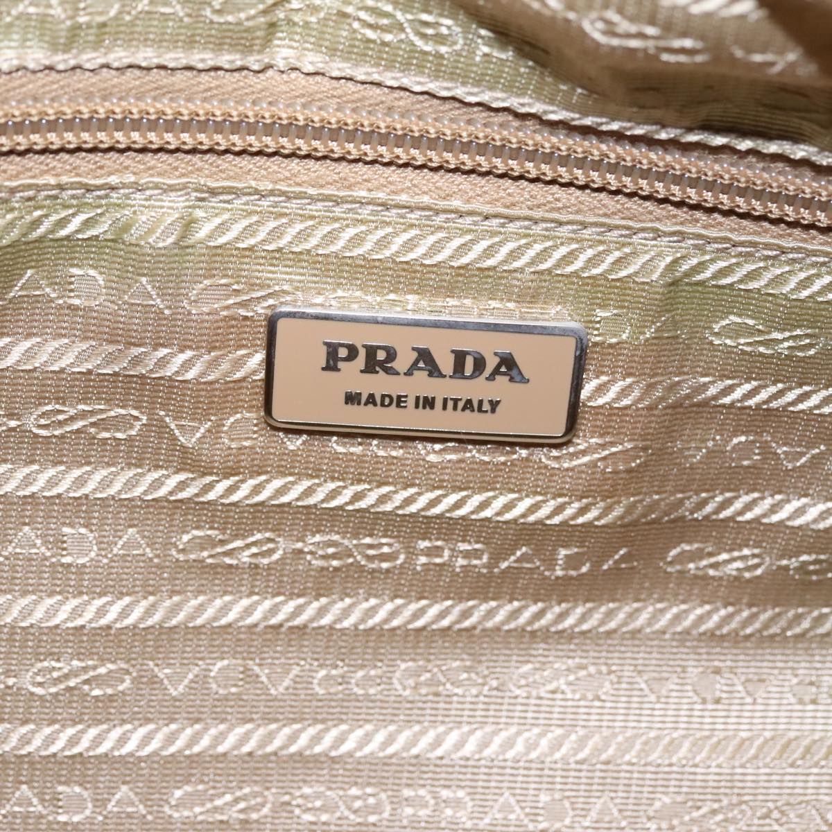 PRADA Hand Bag Nylon Khaki Silver Auth 91245