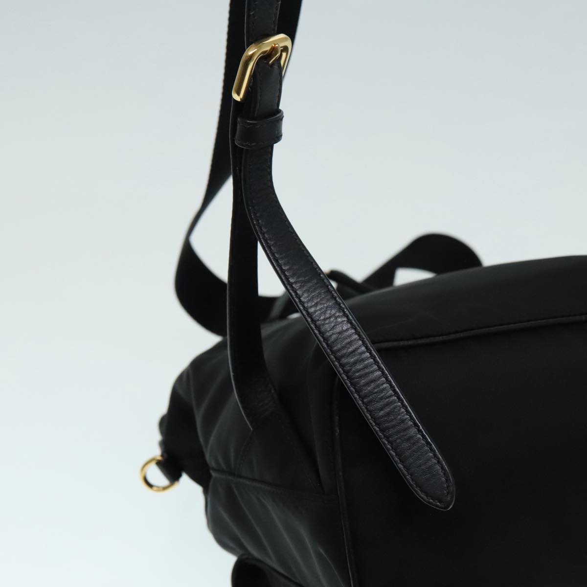 PRADA Backpack Nylon Black Gold Auth 91248