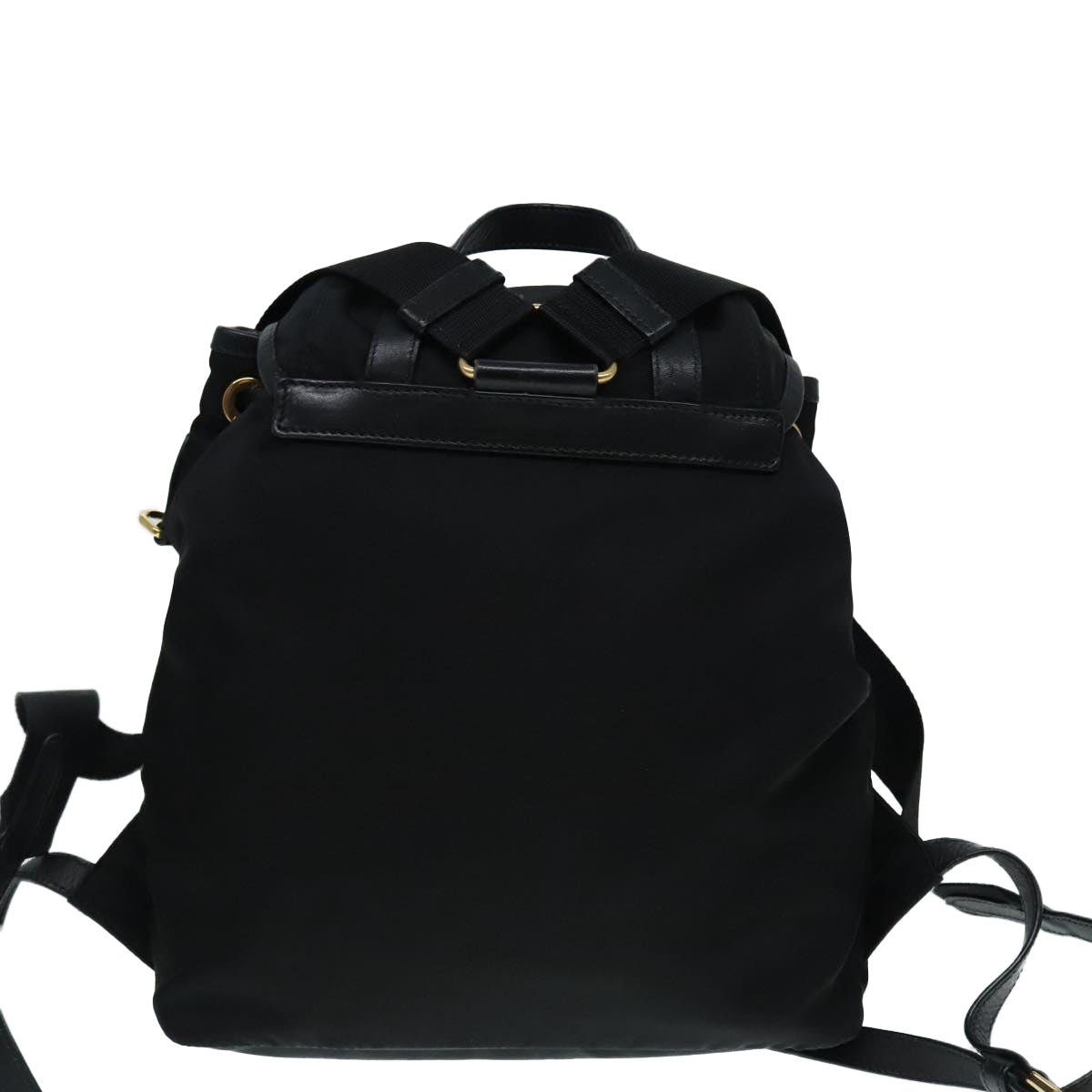 PRADA Backpack Nylon Black Gold Auth 91248