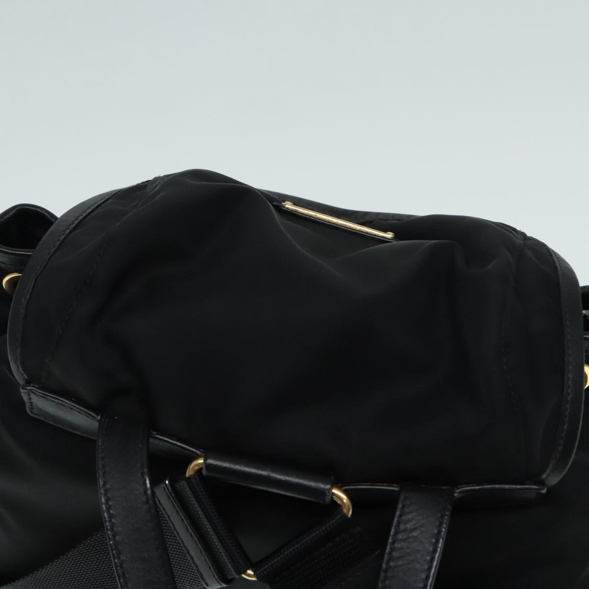 PRADA Backpack Nylon Black Gold Auth 91248