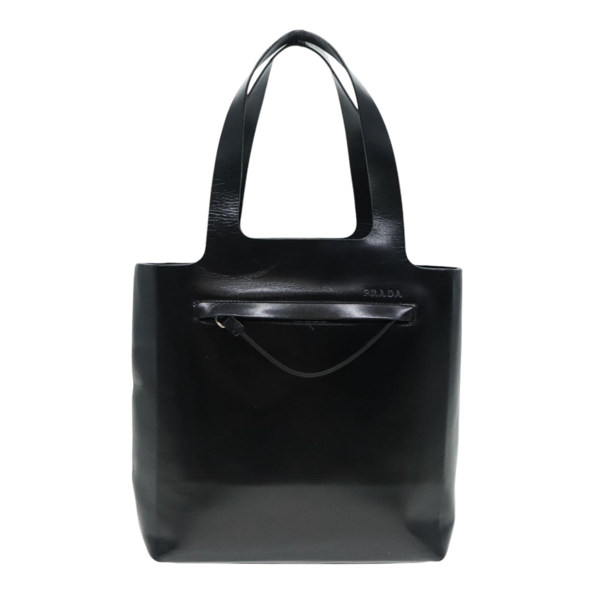 PRADA Tote Bag Leather Black Silver Auth 91249