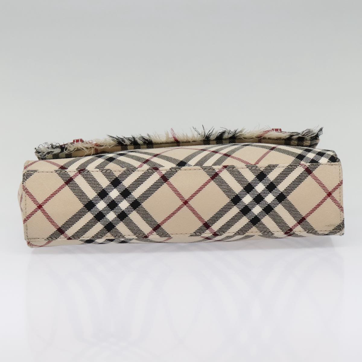 BURBERRY Nova Check Blue Label Shoulder Bag Canvas Beige Red Auth 91270